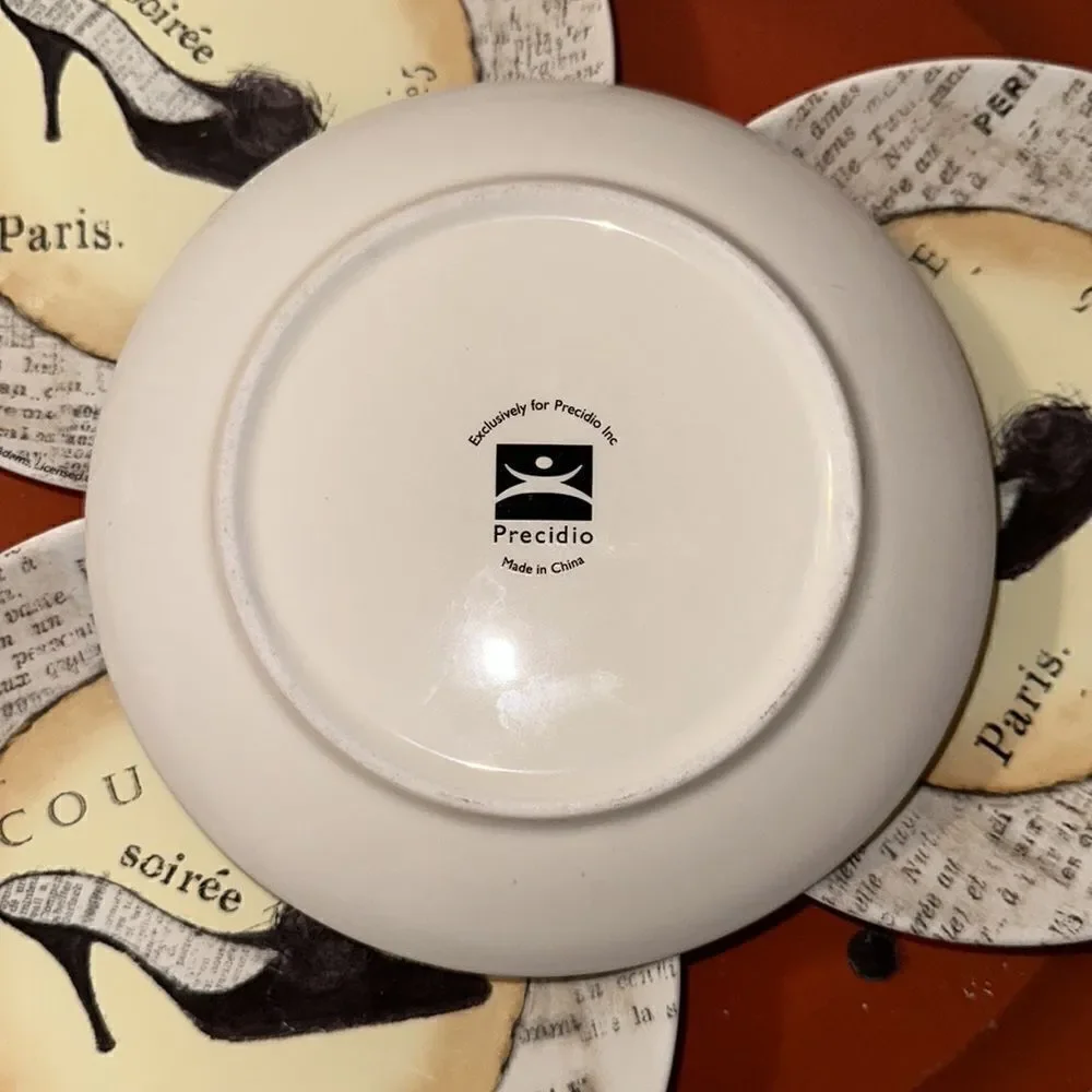 Precioso Set of 4 Paris No 5 Soirée Couture Mini Petite Dessert Stiletto Plates